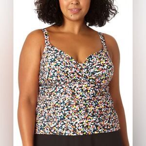 Anne Cole Confetti Twist Underwire Tankini Swim Top size 24W